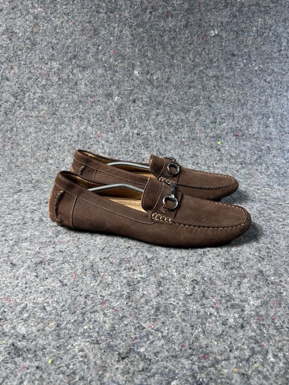 1901 Nordstrom Mens Brown Perforated Suede Horsebit Driving Loafers Size 13